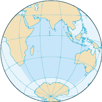 Mapa de localización del Océano Índico