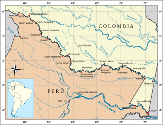 Mapa histórico de la frontera entre Colombia y Perú