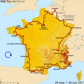 Ciclistas en el Tour de Francia 1947