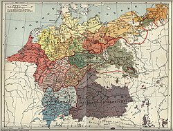 Mapa de 1908 de dialectos alemanes