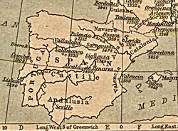 Mapa histórico de fundación de universidades castellanas y aragonesas