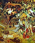 Detalle de la Muerte cabalgando en un caballo escuálido.