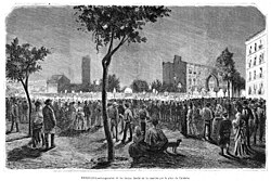 Dibujo histórico de la plaza hacia 1872