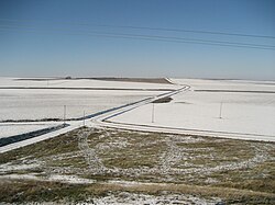 Campos nevados en la Meseta durante el invierno