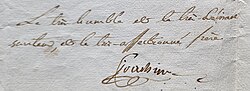 Firma de Joachim Murat en una carta de 1807
