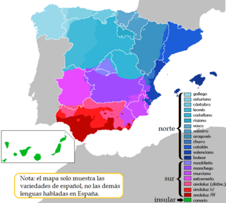 Representación de distintos dialectos del español de España