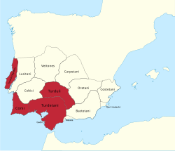 Esquema cartográfico de los pueblos surgidos tras la desaparición de Tartessos
