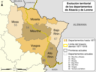 Evolución territorial de Alsacia y Lorena