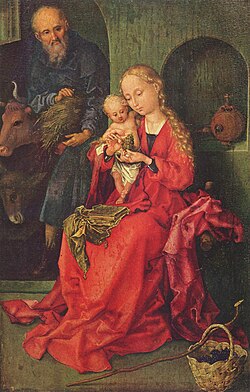 Sagrada Familia, grabado tradicional de Martin Schongauer.