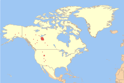 Mapa de distribución del Bison bison