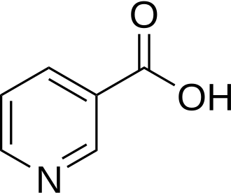 Representación de la estructura química del ácido nicotínico