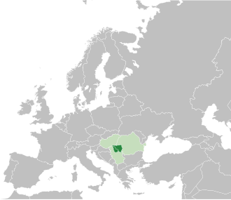 Mapa de la región del Banato en Europa