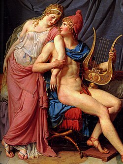 Detalle pictórico de Los amores de Paris y Helena