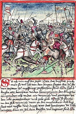 Ilustración de 1457 sobre la batalla de Lechfeld
