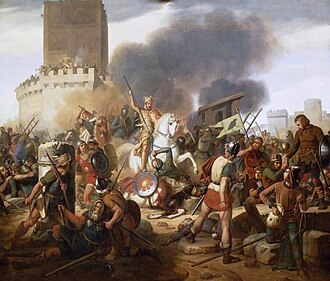 El conde Eudes defendiendo París contra los normandos