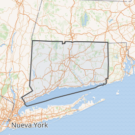 Mapa geográfico e institucional de Connecticut