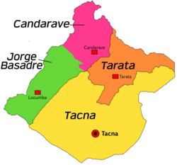 Mapa de división política de Tacna