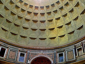 Cúpula del Panteón de Agripa decorada con cinco filas de casetones