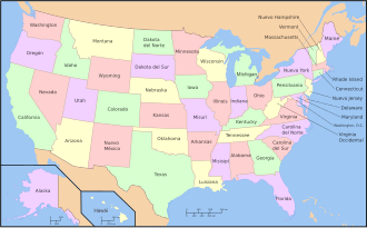 Representación de la categoría de primer nivel de división administrativa en los Estados Unidos