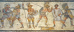 Mosaico de gladiadores en Libia