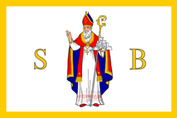 Bandera de Dubrovnik con la imagen de San Blas
