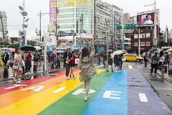 Zona peatonal en la Ximending, Taipéi