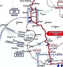 Diagrama esquemático de la Retirada a la Línea de Hindenburg