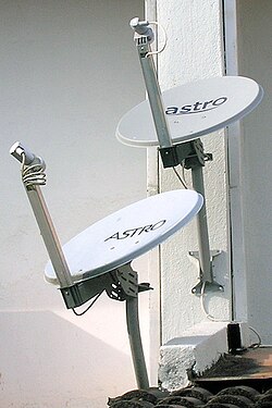 Antena satelital residencial instalada en una vivienda