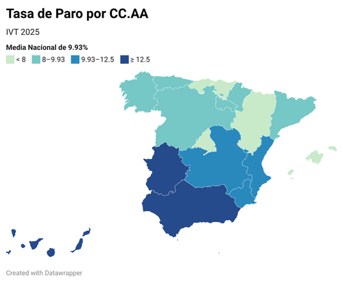 Mapa del desempleo por comunidades