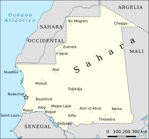 Mapa político y geográfico detallado de Mauritania