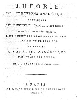 Portada del tratado Théorie des fonctions analytiques