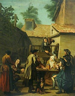 Patio de taberna de 1740 por Jan Josef Horemans el Joven