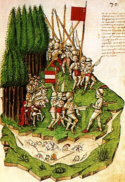 Representación de la Batalla de Morgarten