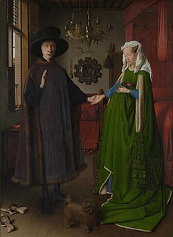 Vista general del óleo El matrimonio Arnolfini de Jan van Eyck.