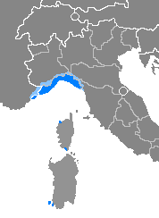 Mapa lingüístico del idioma ligur