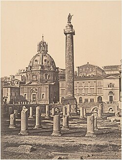 Fotografía histórica de la Columna de Trajano en torno a 1850