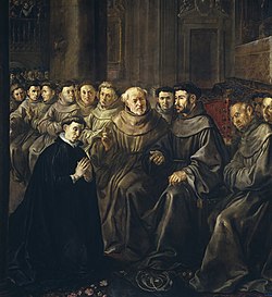 San Buenaventura recibe el hábito de San Francisco por Francisco de Herrera en 1628