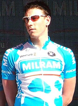 Markus Eichler vistiendo el maillot del equipo Team Milram durante el Tour Down Under 2009.