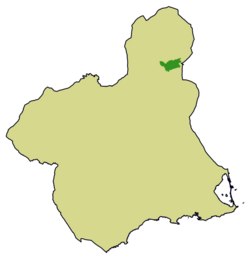 Mapa de localización de la sierra del Carche en la Región de Murcia