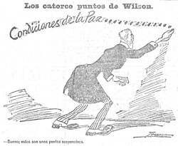 Caricatura titulada 'Los catorce puntos de Wilson' publicada en el Heraldo de Madrid en diciembre de 1918.