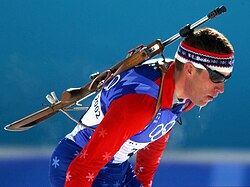 El biatleta estadounidense Jeremy Teela en los Juegos Olímpicos de Invierno 2002