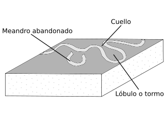 Diagrama del corte del cuello de un meandro