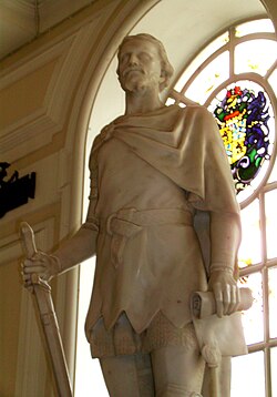 Estatua de Owain Glyndŵr, el último nativo galés que ostentó el título de Príncipe de Gales.