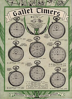 Catálogo antiguo con temporizadores Gallet de 1930