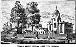 Instalaciones de la Misión Wesleyana en George-Town, Demerara en 1850