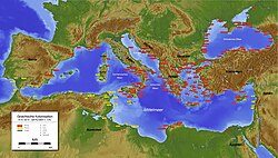 Mapa de las colonias fenicias y griegas