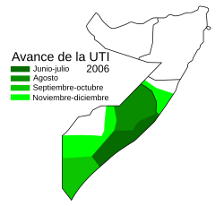 Expansión territorial de las milicias islámicas en Somalia.