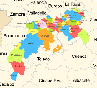 Mapa de las comunidades de villa y tierra de la Extremadura castellana