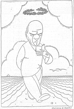 Caricatura de Ortega y Gasset realizada por Bagaría en El Sol