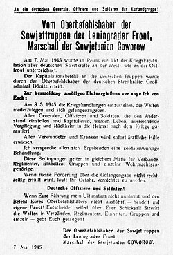 Documento histórico sobre un ultimátum soviético en alemán